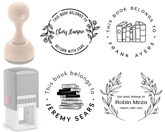This Book Belongs to From the Library of Custom Name Stamp handmade Stamp  Teacher Stamp Classroom Stamp Custom Rubber Stamp R657 