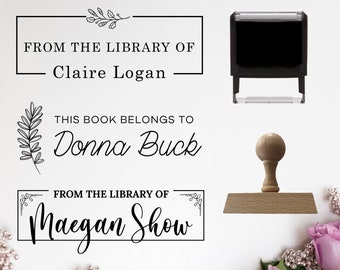 From the library of custom stamp, ex libris stamp, teacher book stamp, teacher gift, this book belongs to stamp, self ink, wood handle