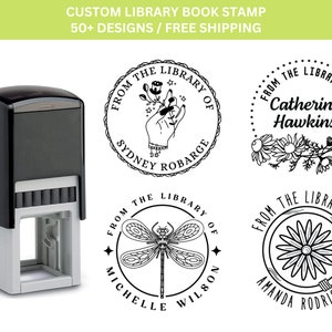 Custom From The Library Of Book Stamp, Personalized Book Stamp,  Script, Floral, This Book Belongs To, Ex Libris Teacher Gift, Many Designs