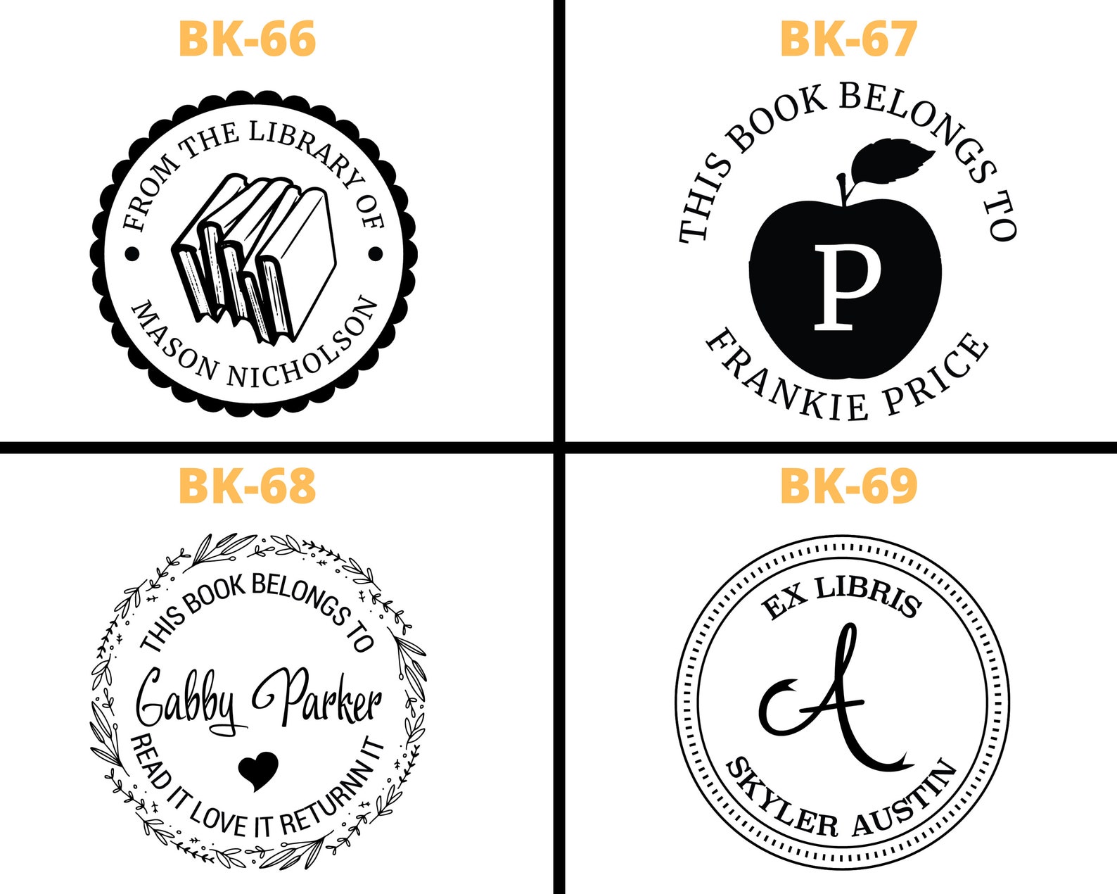 Self Inking Custom Library Stamp Personalized Book Stamp Etsy