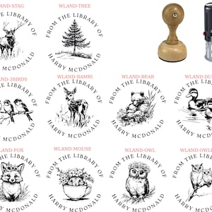 Personalized Book Stamp – From the Library of Stamp – Self-Inking or Wood Handle Rubber Stamp This Book Belongs To  Ex Libris