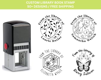 Custom Floral Library Book Stamp: Personalized Book Belongs To
