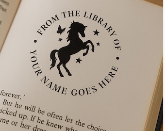 Horse Bookplate Stamp | Custom Ex Libris Embosser, Gift for Readers