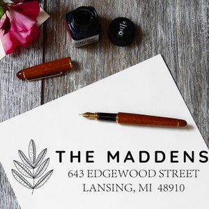 Leaf Personalized Address Stamp - Return Address Stamp - Self Inking Custom Return Address Stamp - Custom Stamp Rubber Stamp