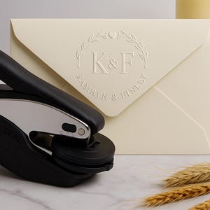 Custom Wedding Monogram Embosser – Personalized Initials Stamp for Invitations, Envelope Seal, Bridal Shower or Engagement Gift