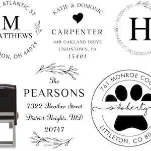 Return Address Stamp Personalized Monogram Address Stamp Round Self Inking Wedding Address Stamp