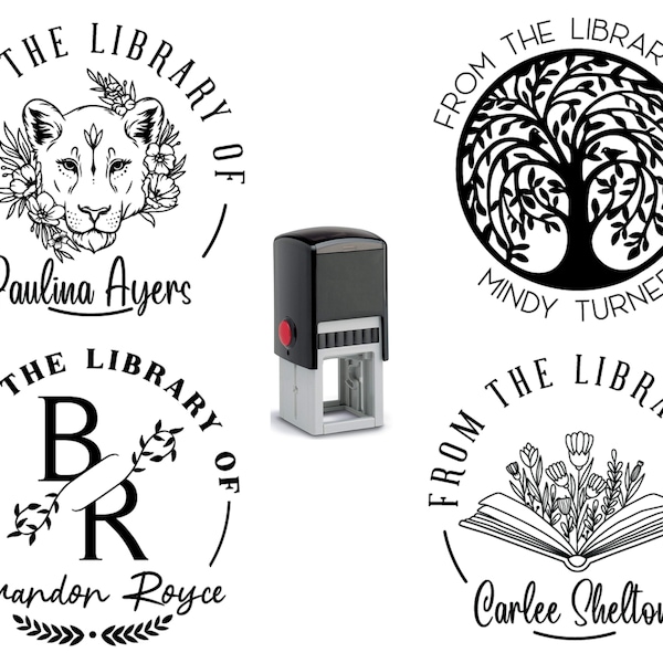Ex Libris Teacher Gift, This Book Belongs To, Custom From The Library Of Book Stamp, Personalized Book Stamp, Script, Trendy, Modern, Floral