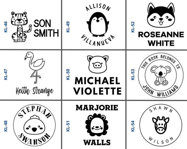 May include: Nine black and white illustrations of animals and text on a white background. The illustrations include a tiger, a flamingo, a pig, a penguin, a husky, a koala, a lion, a giraffe, and a chick. The text includes the names "Allison Villanueva", "Son Smith", "Keith Strange", "Michael Violette", "Roseanne White", "John Williams", "Stephan Swanson", "Marjorie Walls", and "Shawn Wilson".