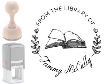 Library Stamp Custom Book Stamp Gifts for Book Lovers This Book Belongs To Self Inking Stamp Wood Stamp From the Library of Ex Libris Stamp