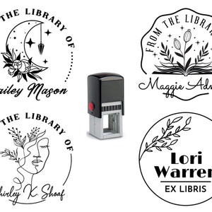 This Book Belongs To, Personalized Book Stamp, Custom From The Library Of Book Stamp, Script, Trendy, Modern, Floral, Ex Libris Teacher Gift Bild 1