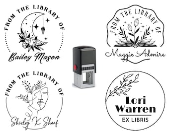 This Book Belongs To, Personalized Book Stamp, Custom From The Library Of Book Stamp, Script, Trendy, Modern, Floral, Ex Libris Teacher Gift