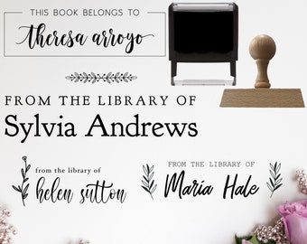 Custom Library Stamp Book Stamp This Book Belongs To Custom Book Stamp Script Stamp Trendy Personalized Book Stamp From the Shelves of