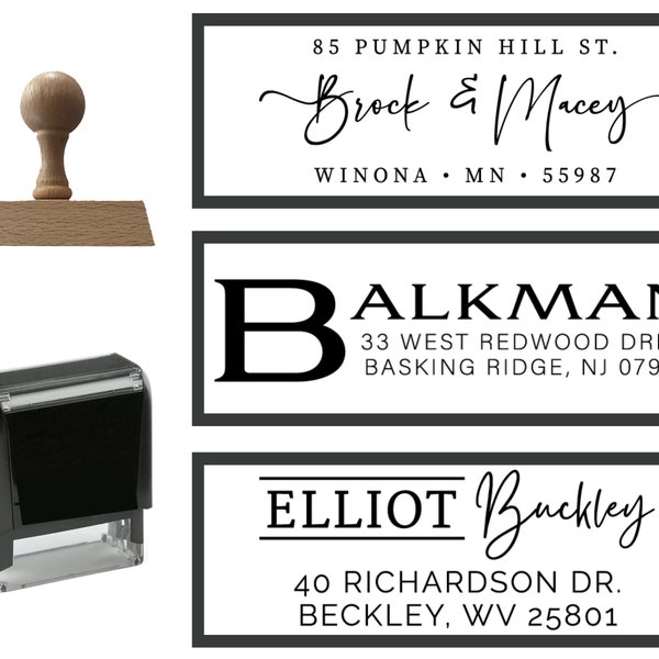 TOP SELLING - Personalized Address Stamp Self Ink 3 Line Self Inking Modern Business Family or Wedding Stamper Housewarming Gift