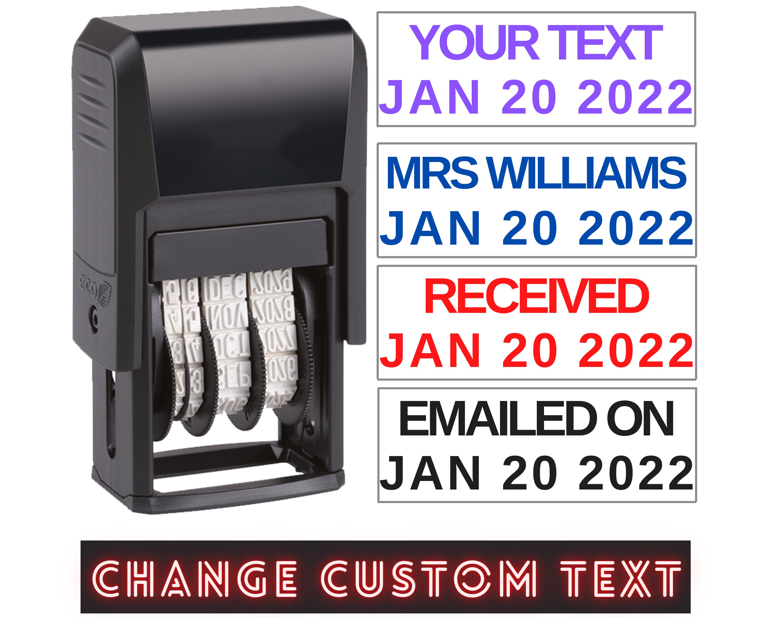 Personalized Teacher Date Stamps Date and Name Stamps Adjust Etsy