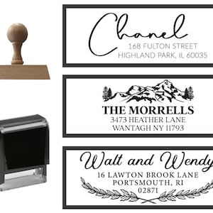 PIXUM - Custom Personalized Return Address Stamp Self Ink or Wood Handle, Modern, Business, Family or Wedding Stamper