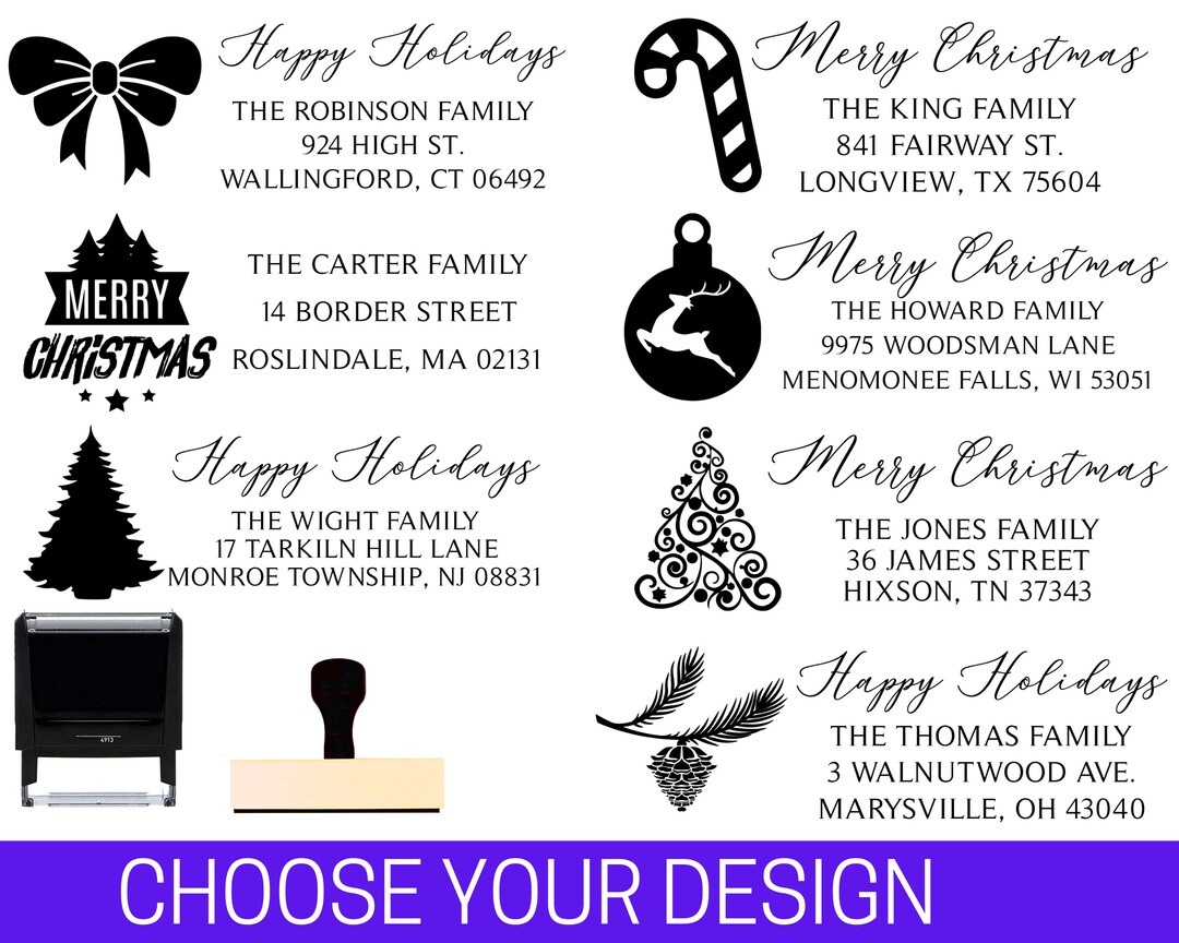 Christmas Address Label Stamp Custom Merry Self Inking Return Mail ...