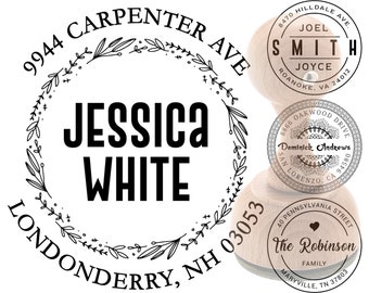 Custom Address Stamp, Self-Inking Stamp,  5 Different Designs Personalized Return Address, Wedding Self Ink Wooden Handle Rubber Stamp