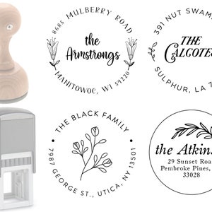 Custom Address Stamp Return Address Stamp Personalized Stamp Floral Stamp Wedding Gift Christmas Gift Wood Stamp Self Inking Stamp