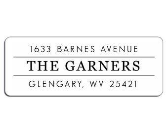 May include: A white rectangular return address label with black text. The text reads "1633 Barnes Avenue, The Garners, Glengarry, WV 25421".