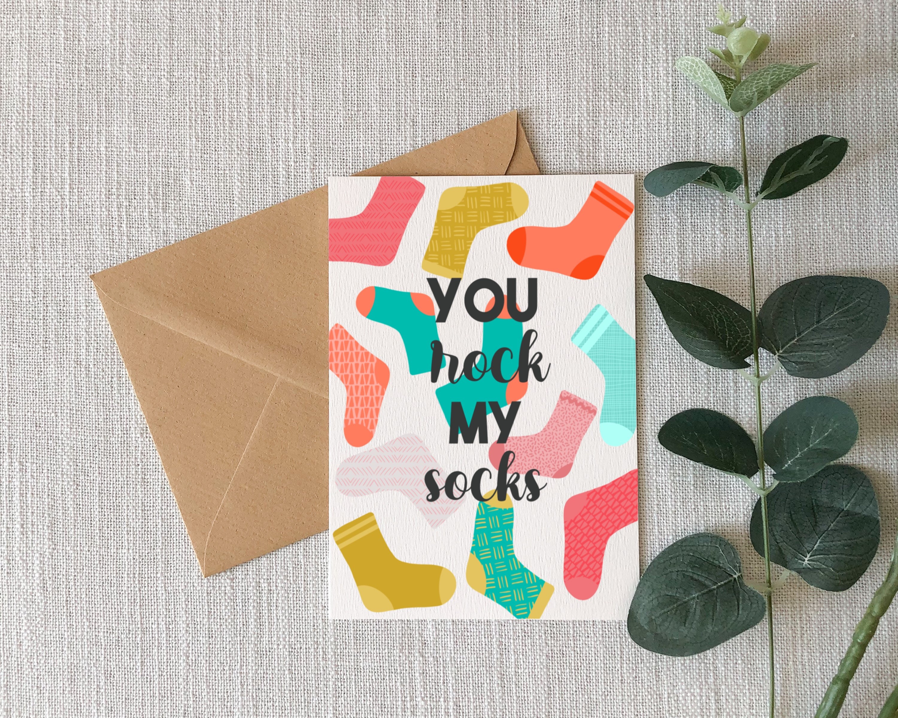 You Rock my Socks Card Thank you Card Appreciation Etsy