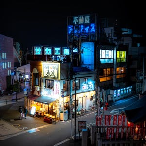 Uonami Fish Bar Digital Print | Tokyo Night Photography | Neon Cityscape Wall Art | Japanese Street Photography | Cyberpunk Aesthetic