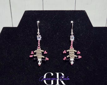 Beaded Opossum Earrings, Mini Opossum Earrings, Gifts for Her, Opossum Jewelry, Mini Animals, Beaded Earrings, Beaded Jewelry, Quirky