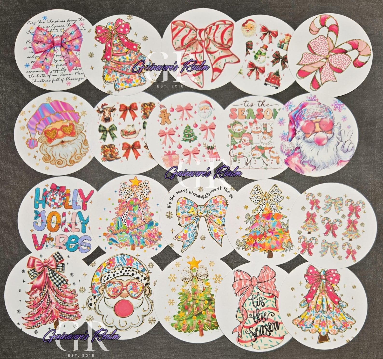 Christmas Cardstock Rounds for Freshies, Christmas Freshie Circles, Car ...