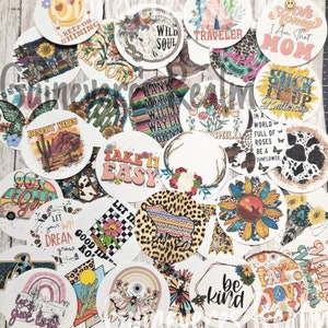Grab Bag of Cardstock Rounds for Freshies, Groovy Freshie Circles, Retro Cardstock Designs, Western Cardstock, Random Assortment