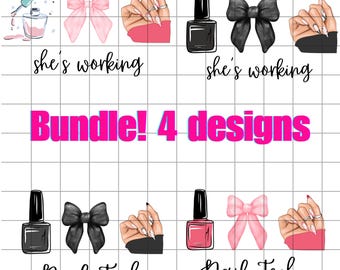 She's Working PNG, Nail Tech PNG File, Nail Tech Sublimation Design, Coquette Png, She's Working Hair Stylist, Nail Tech Bundle
