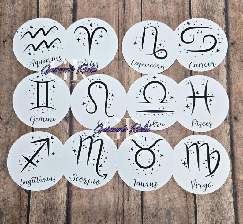 Zodiac Signs Rounds Zodiac Cardstock Rounds for Freshies, Zodiac Freshie Circles, Car ...