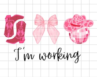 I'm Working PNG, Cowgirl PNG File, Cowgirl Sublimation Design, Coquette Png, Sublimation Design for Shirts, Western Disco Ball PNG