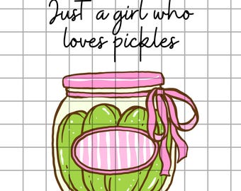 Just a Girl Who Loves Pickles PNG, augurkensublimatiebestand, augurkontwerp voor T-shirts, png-bestand voor shirtontwerp, augurkliefhebber, augurk png