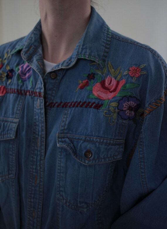 Embroidered Denim Jacket - image 4