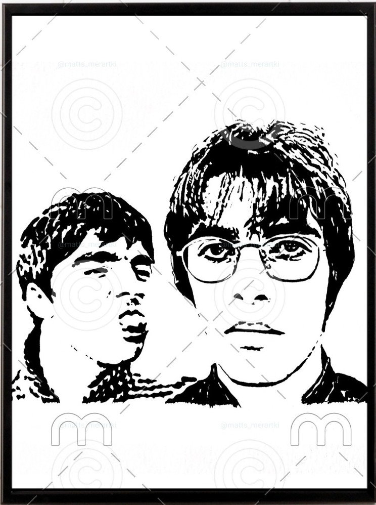 Oasis - Liam & Noel Gallagher Art Print on A4. Iconic Picture From