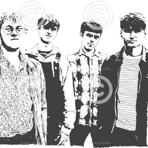 Limited Edition. Unframed black and white A4 print of The Lathums. Signed by me