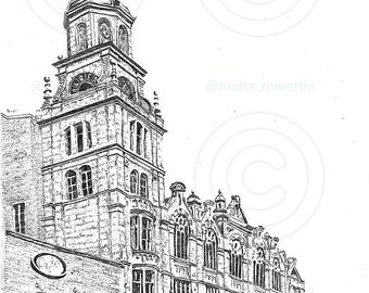 A4 Limited Edition Manchester Albert Hall Sketch Print (Unframed)