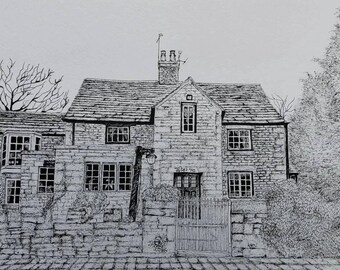Original and unique pensonalised pen & ink drawings of houses and special places. A4 and A3 available