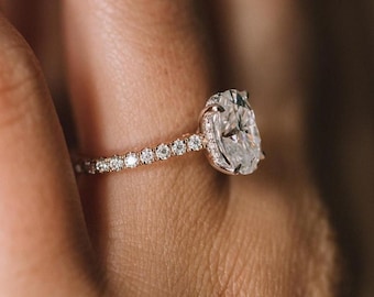 2.50Ct Colorless Moissanite Ring Oval Moissanite Bridal Ring Set Engagement Ring