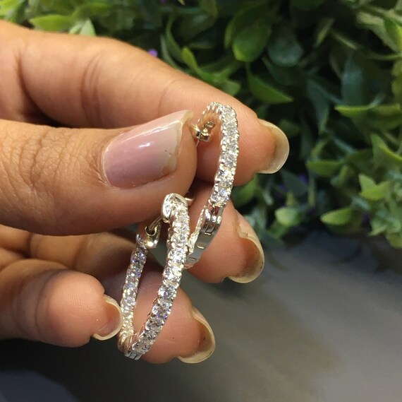 Moissanite inside out hoop earrings deals