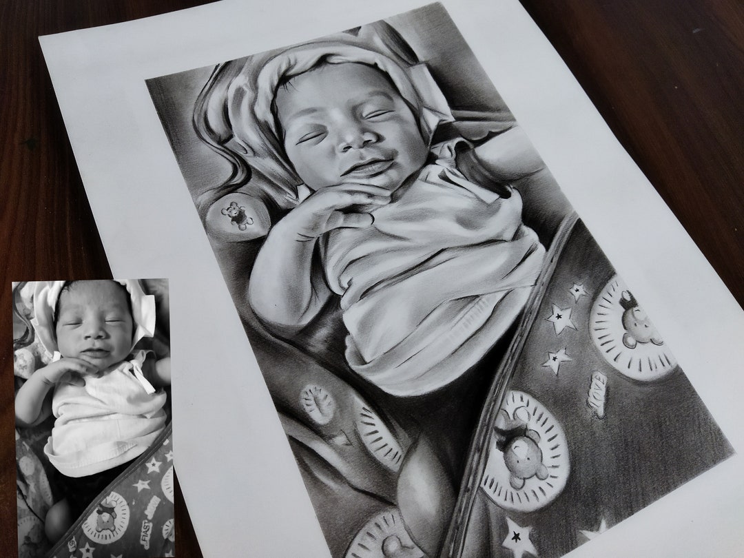 Custom Pencil Portrait From Photo, Hand Drawn Portrait, Custom Portrait ...
