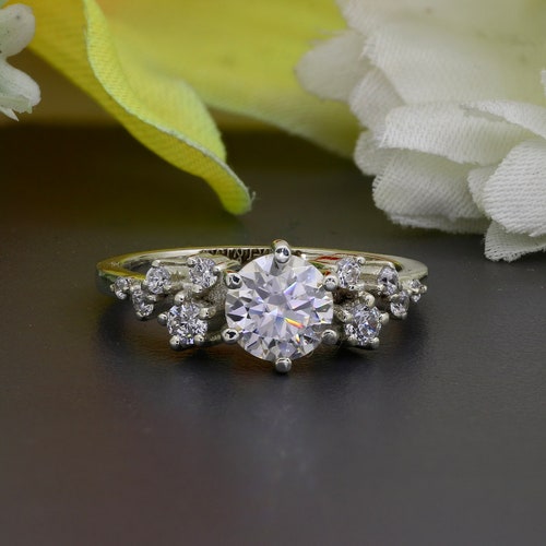 2.10Ct Round Cut Moissanite Ring, 14K White Gold Ring Engagement Ring, Diamond Ring for Women, Gift for Her, Bridal Anniversary shops Gift