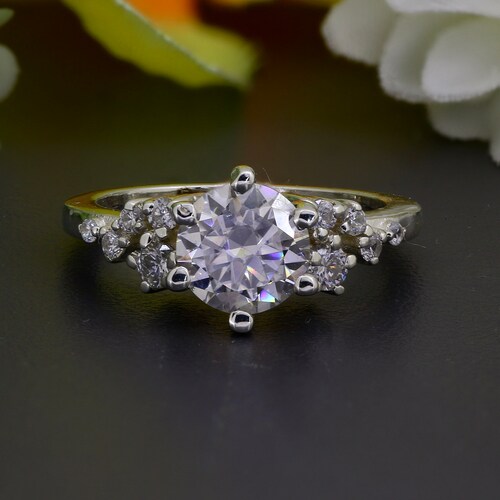 2.10Ct Round Cut Moissanite Ring, 14K White Gold Ring Engagement Ring, Diamond Ring for Women, Gift for Her, Bridal Anniversary shops Gift