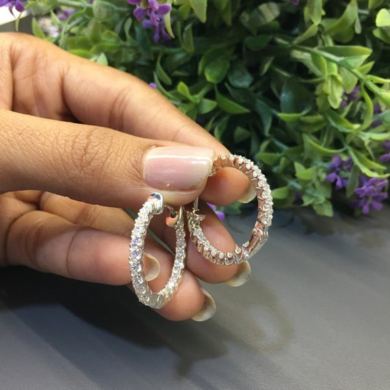 Moissanite inside out hoop earrings deals