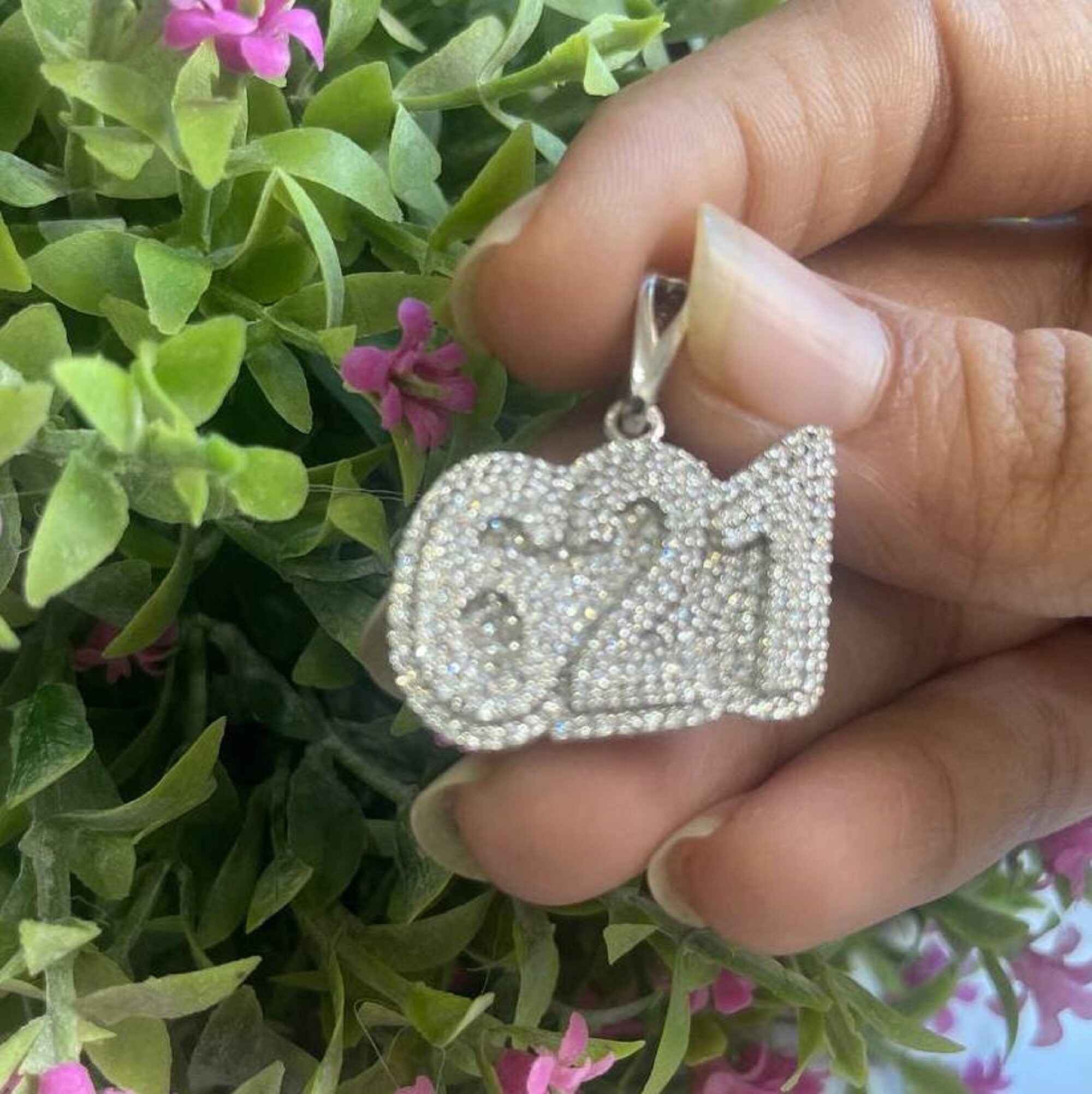 Iced out deals number pendants