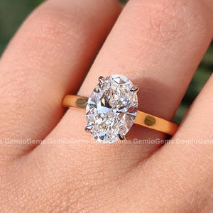 2.5 CT Oval Cut Lab Grown Diamond Engagement Ring, 14K Solid Gold Ring, Hidden Halo, Solitaire Ring, Bridal Set Ring, Wedding Ring For Her