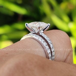 2ct 7mm Princess Moissanite Wedding Ring Set, Engagement Ring Set,14K Solid Gold, Princess Ring, Bridal Sets, Simulated Diamond ring set image 4