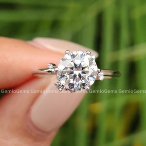 1.5 CT Round Cut Moissanite Engagement Ring, 14K Solid Gold Ring, Solitaire Ring, Stackable Ring, Bridal Set Ring, Wedding Ring For Her