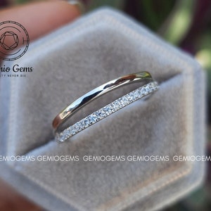 0.37 TCW Round Cut Moissanite Wedding Band, 14K Solid White Gold Band, Minimalist Band, Stackable Band, Bridal Set Band, Anniversary Gift