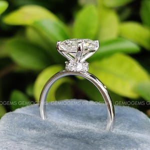 2 CT Oval Cut Moissanite Engagement Ring, 14K Solid White Gold Ring, Hidden Halo Ring, Wedding Ring, Bridal Set Ring, Stackable Ring For Her
