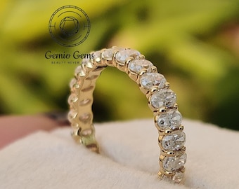 Oval Cut Moissanite Wedding Band, 14K Solid Gold Band, Full Eternity Band, Stackable Band, Matching Band, Anniversary Gift, Handmade Jewelry